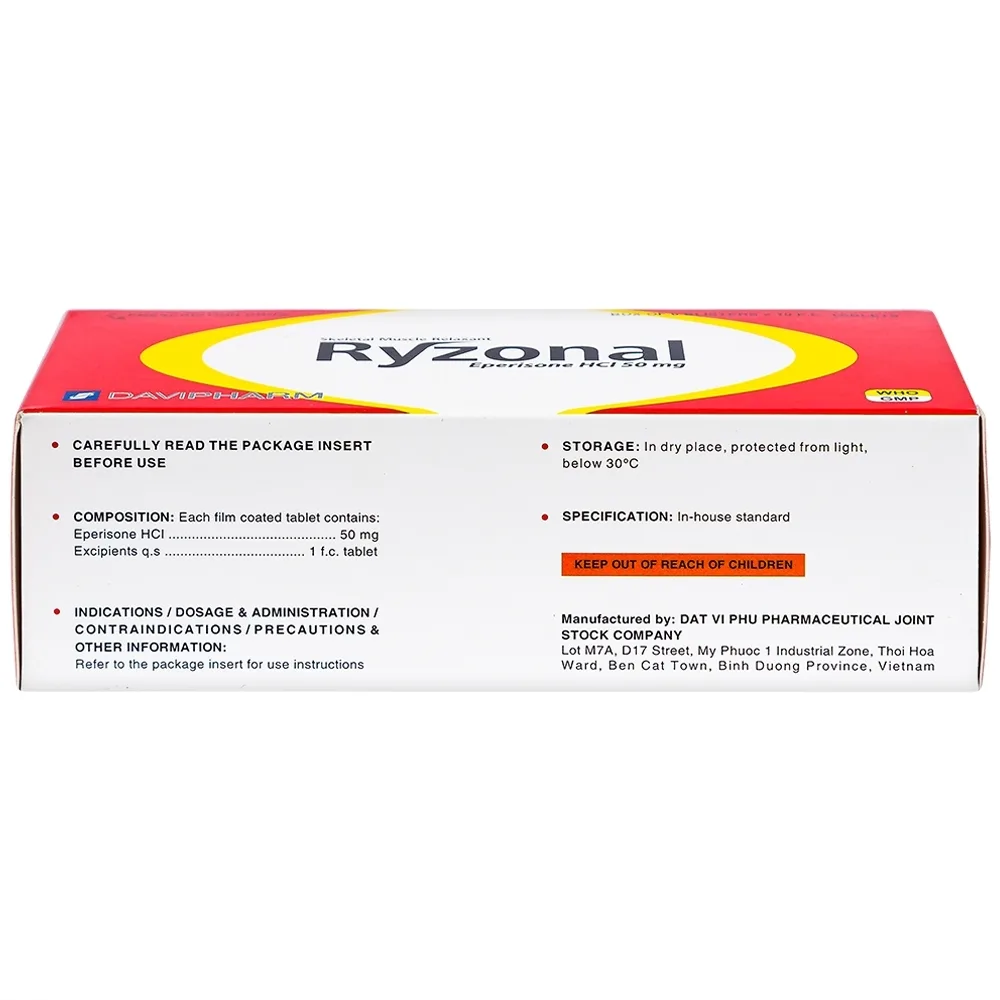 Hình ảnh Thuốc Ryzonal Davipharm điều trị hội chứng đốt sống cổ, viêm quanh khớp vai (6 vỉ x 10 viên)
