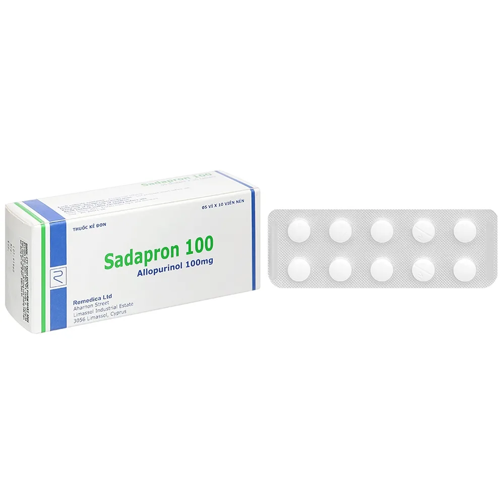 Hình ảnh Thuốc Sadapron 100 Remedica điều trị chứng tăng acid uric máu tiên phát, bệnh gout (5 vỉ x 10 viên)