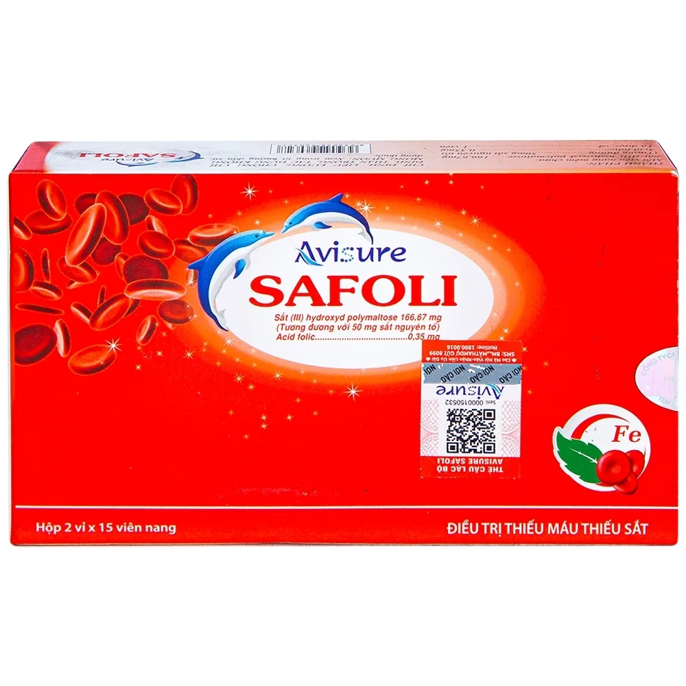Hình ảnh Thuốc Safoli Avisure điều trị thiếu máu, thiếu sắt trong kỳ mang thai (2 vỉ x 15 viên)