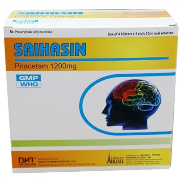Hình ảnh Dung dịch Saihasin 1200mg Hà Tây điều trị chứng chóng mặt (4 vỉ x 5 ống x 10ml)
