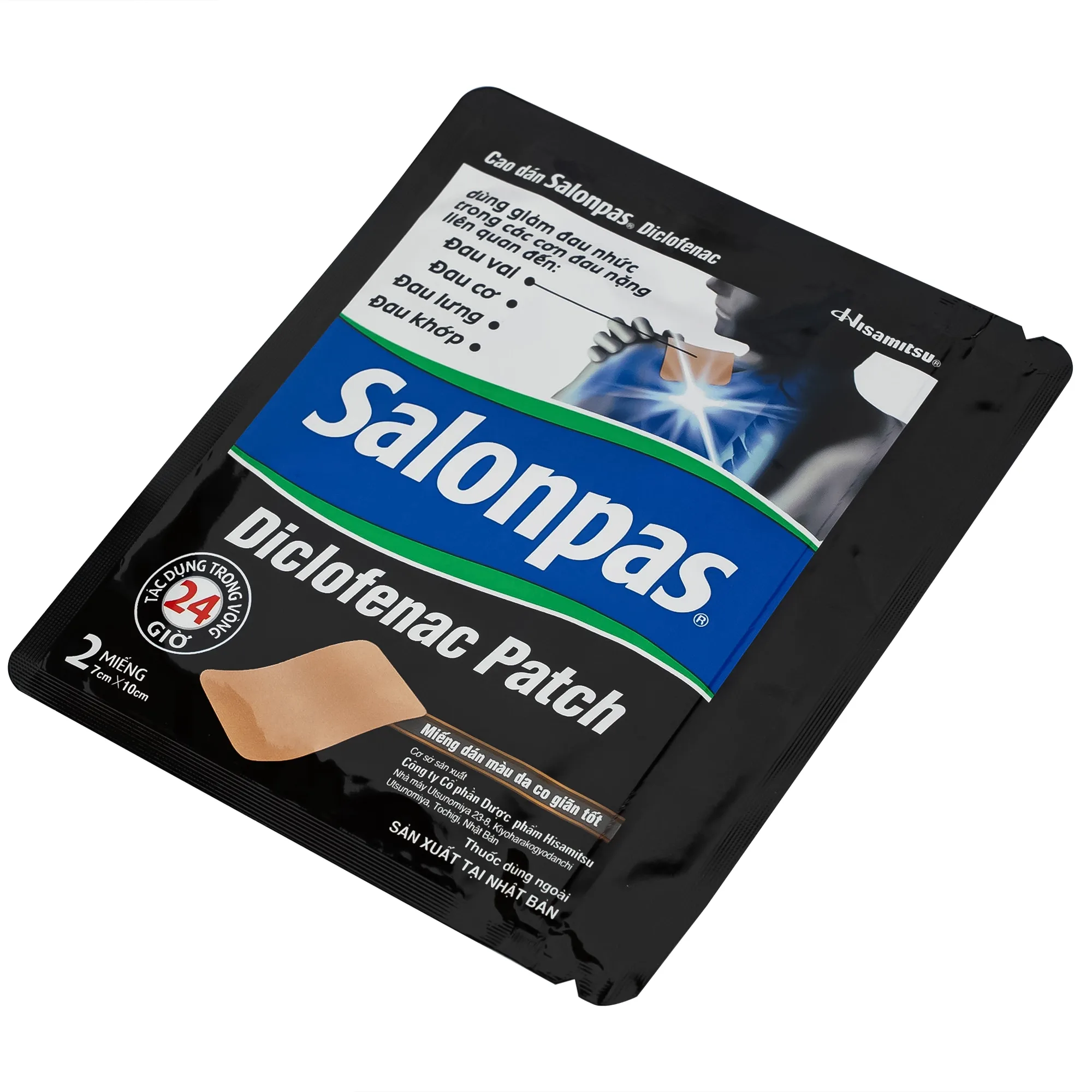 Hình ảnh Cao dán Salonpas Diclofenac Patch Hisamitsu giảm đau, kháng viêm đau cơ, đau vai (15 gói x 2 miếng)