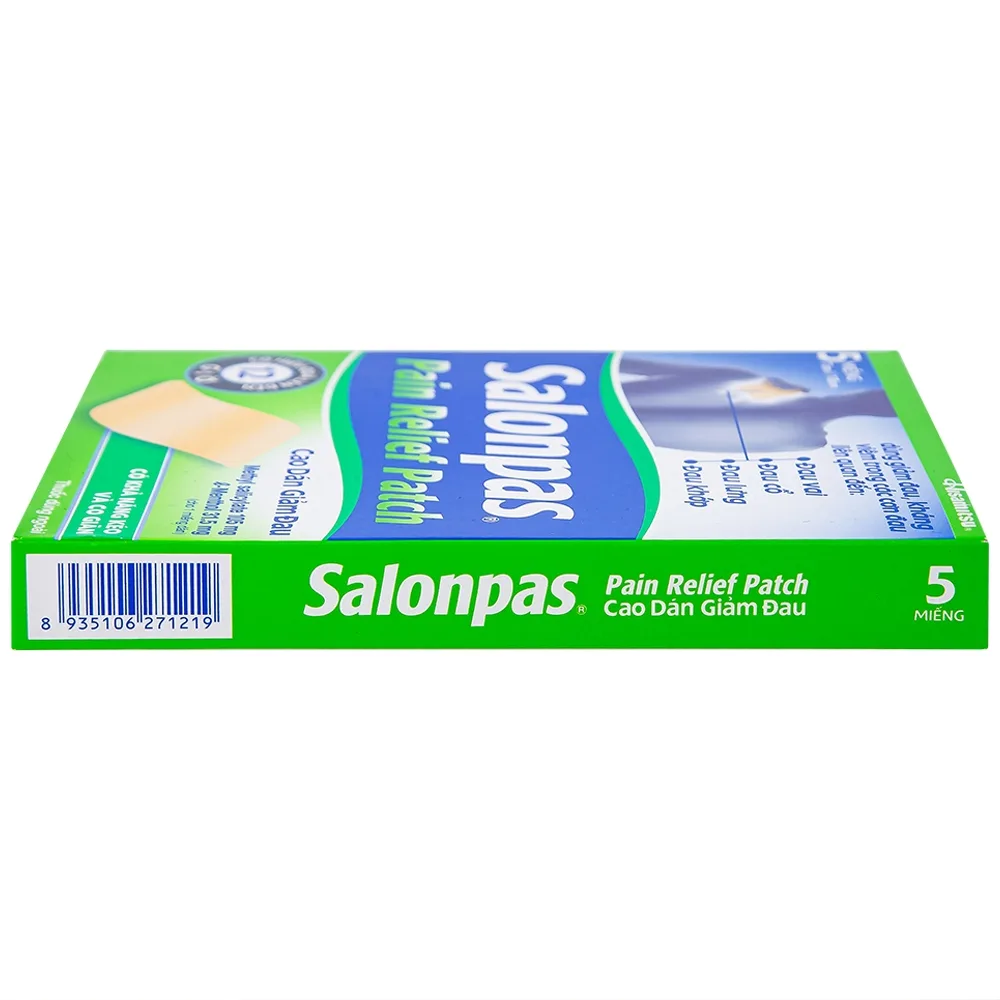 Hình ảnh Cao dán giảm đau Salonpas Pain Relief Patch dùng trong các cơn đau vai, đau cổ (7cm x 10 cm - 5 miếng)