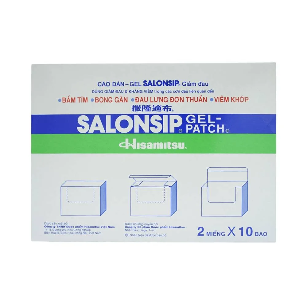 Hình ảnh Cao dán - gel Salonship giảm đau, kháng viêm do bầm tím, bong gân (10 gói x 2 miếng)