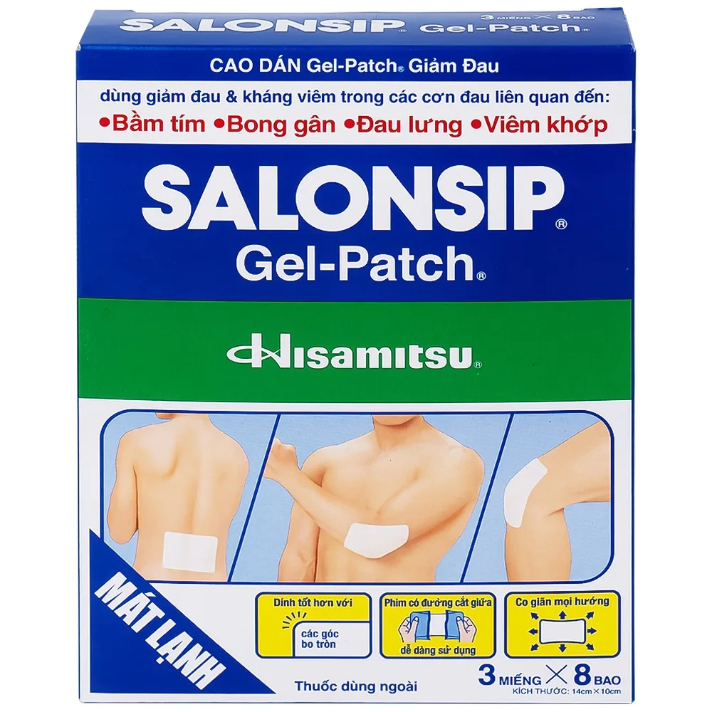 Hình ảnh Cao dán Salonsip Gel - Patch Hisamitsu giảm đau, kháng viêm do mỏi cơ, đau cơ (8 gói x 3 miếng)
