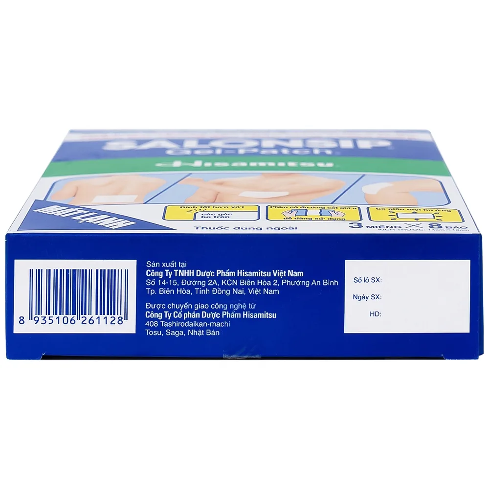 Hình ảnh Cao dán Salonsip Gel - Patch Hisamitsu giảm đau, kháng viêm do mỏi cơ, đau cơ (8 gói x 3 miếng)