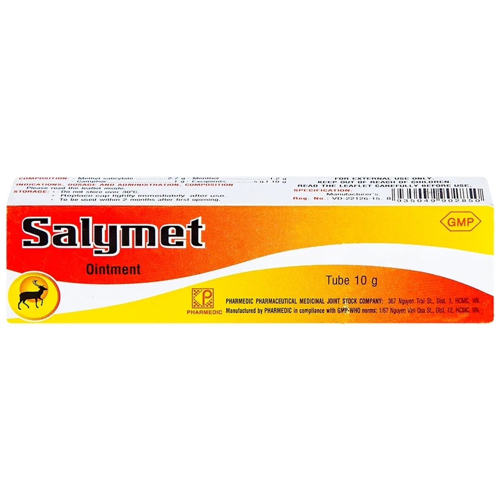 Hình ảnh Thuốc mỡ xoa bóp Salymet hỗ trợ điều trị nhức mỏi do vận động, sưng đau, tê thấp (10g)