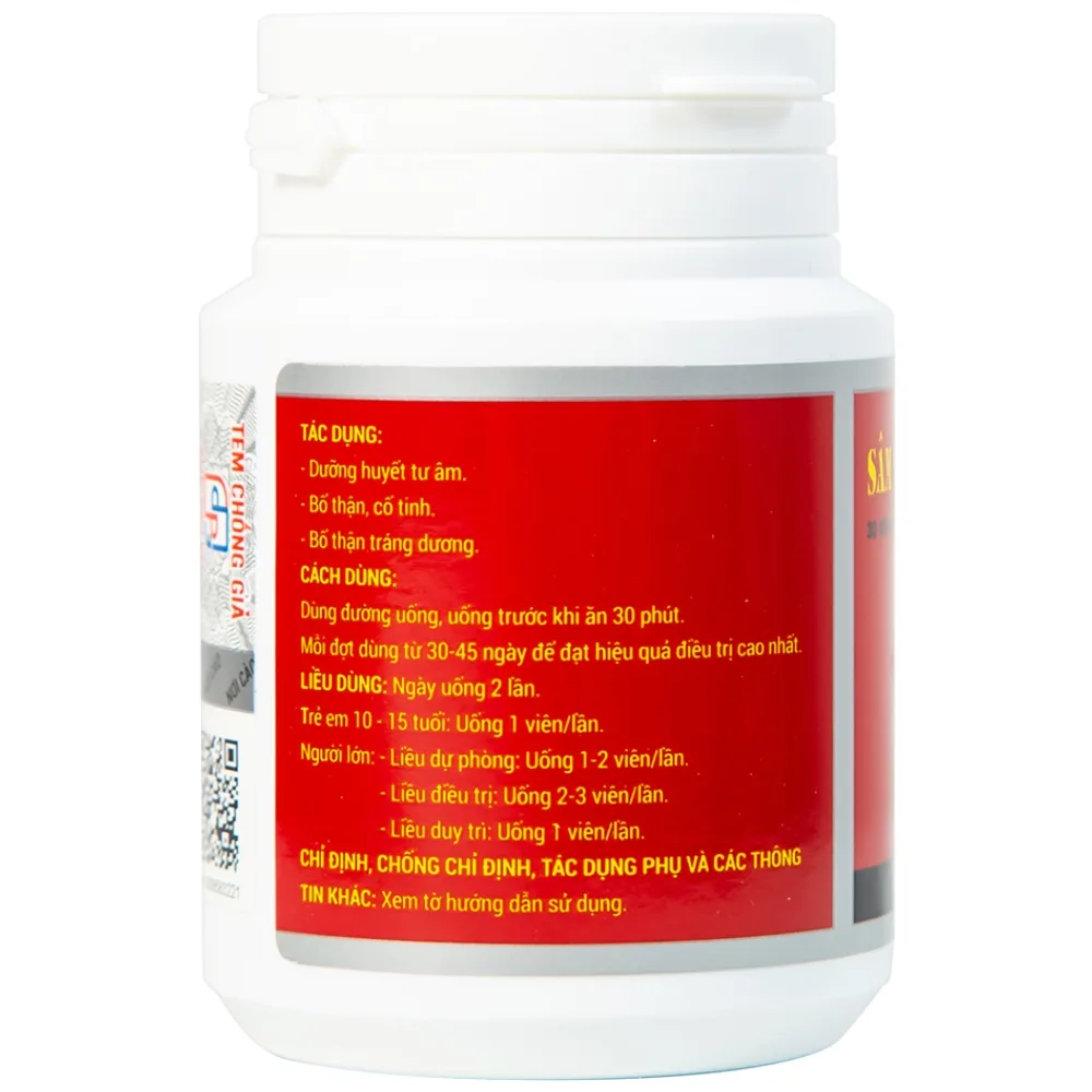Hình ảnh Thuốc Sâm Nhung Bổ Thận TW3 dưỡng huyết tư âm, bổ thận, cố tinh (30 viên)
