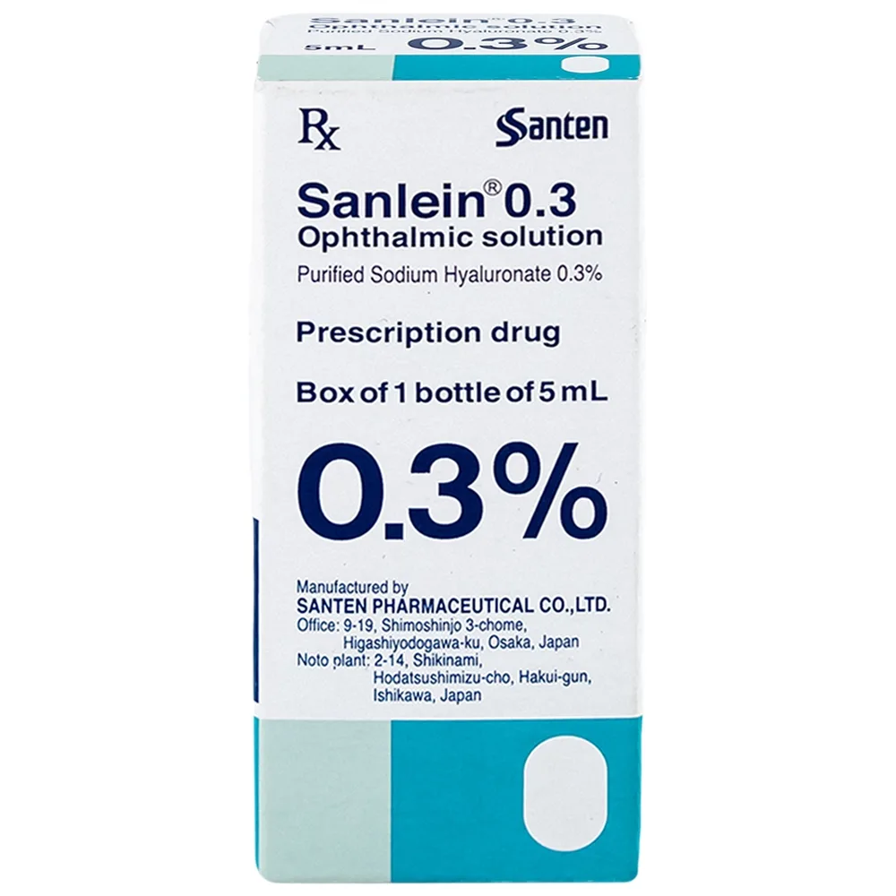 Hình ảnh Thuốc nhỏ mắt Sanlein 0.3% Santen hỗ trợ điều trị rối loạn biểu mô kết giác mạc (5ml)