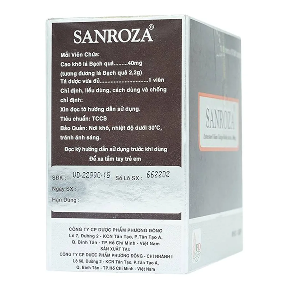 Hình ảnh Thuốc Sanroza 40mg Phương Đông điều trị đau cách hồi, bệnh raynaud (10 vỉ x 10 viên)