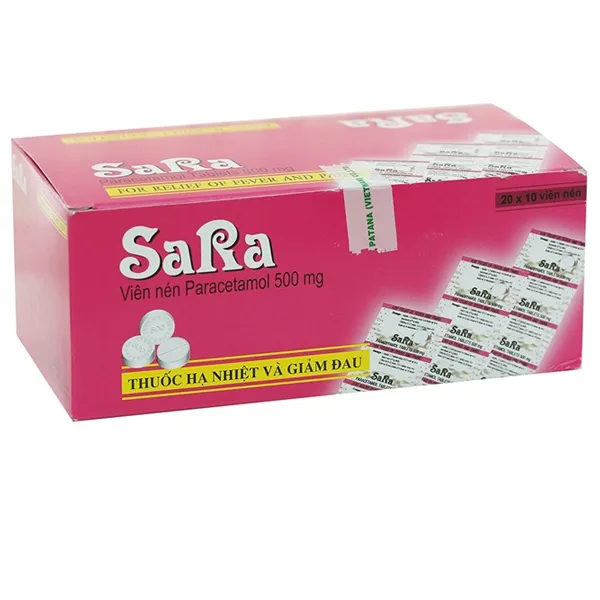 Hình ảnh Thuốc Sara 500mg Thai Nakorn Patana điều trị đau đầu, đau bụng kinh (20 vỉ x 10 viên)