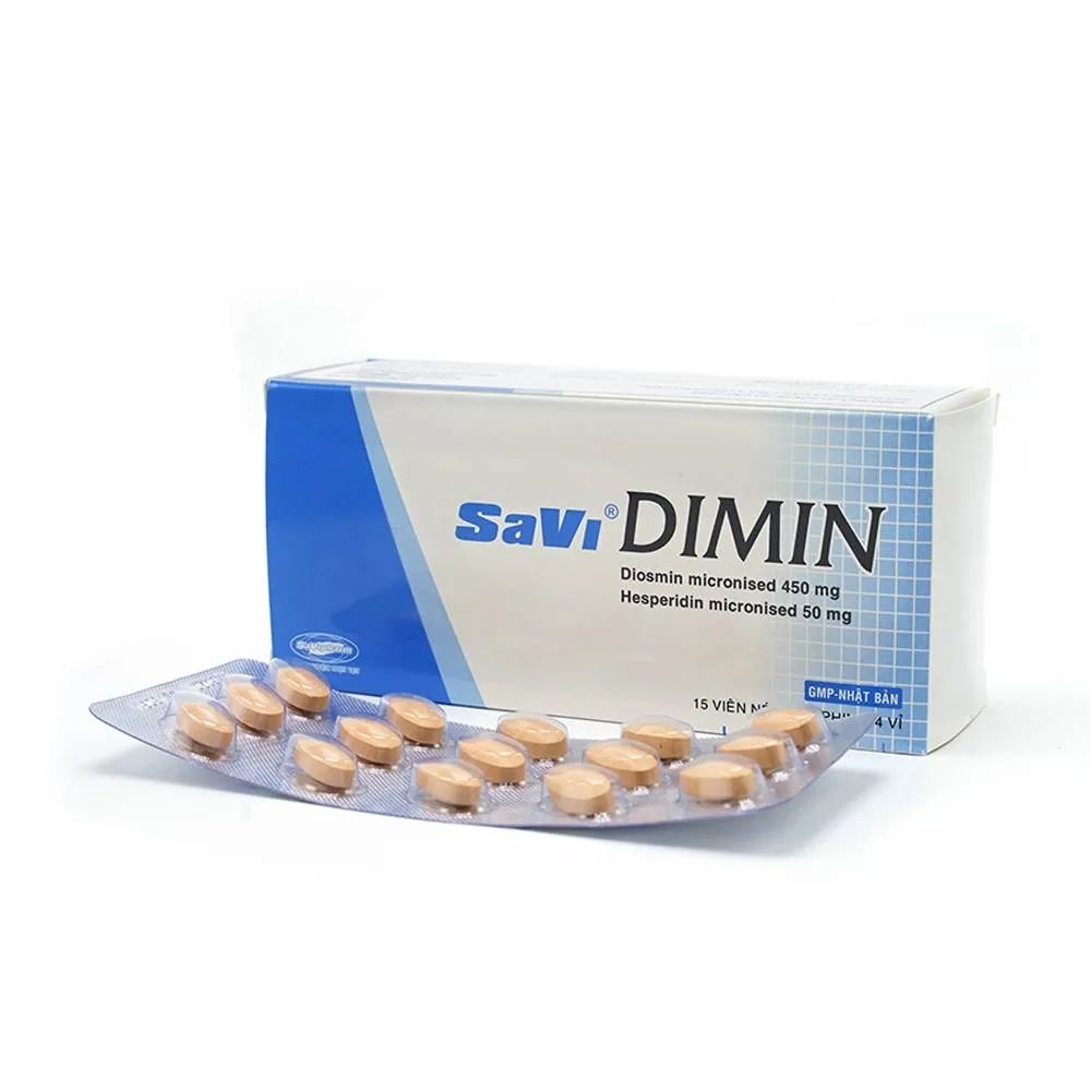 Hình ảnh Thuốc Savi Dimin điều trị triệu chứng suy tĩnh mạch, mạch bạch huyết (4 vỉ x 15 viên)