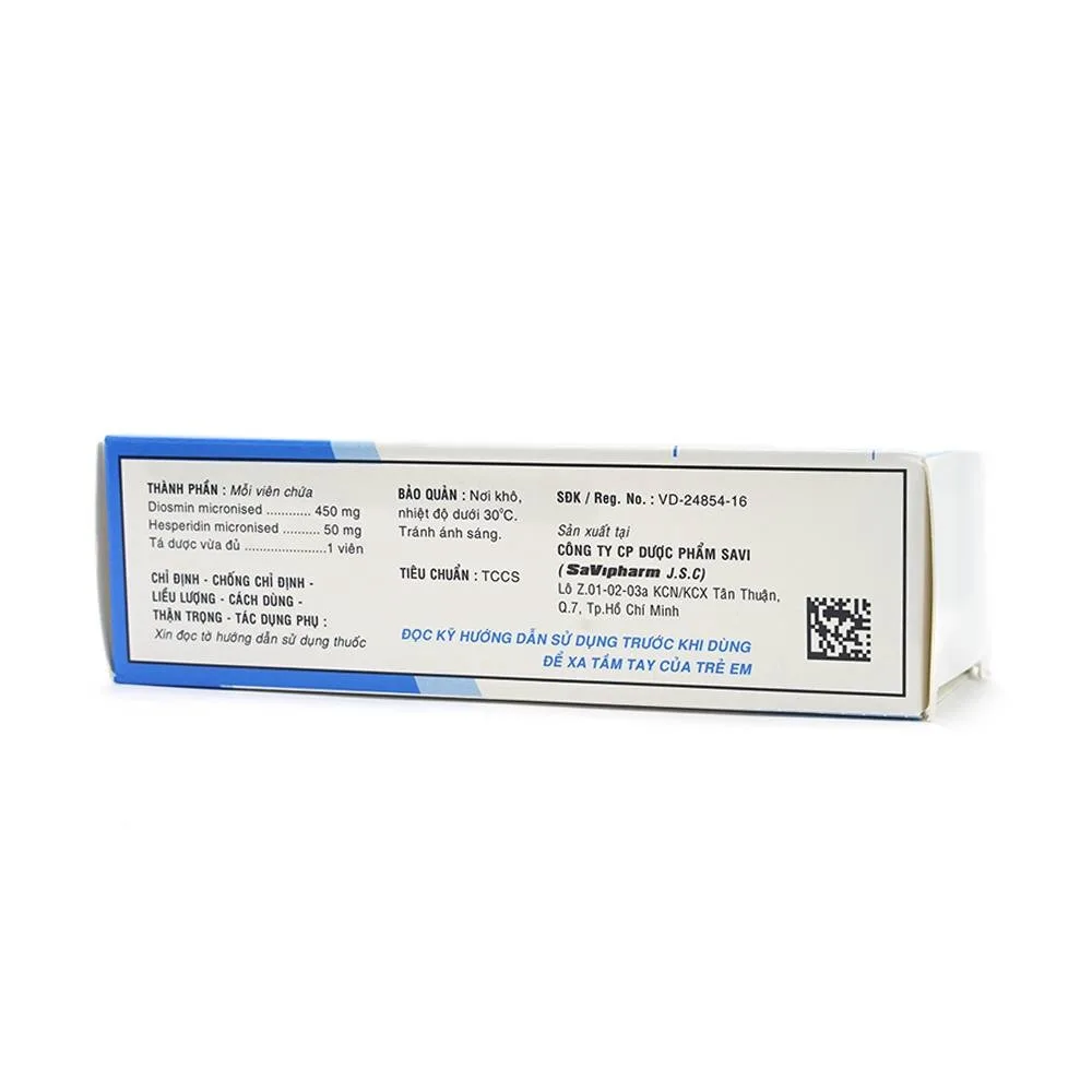 Hình ảnh Thuốc Savi Dimin điều trị triệu chứng suy tĩnh mạch, mạch bạch huyết (4 vỉ x 15 viên)