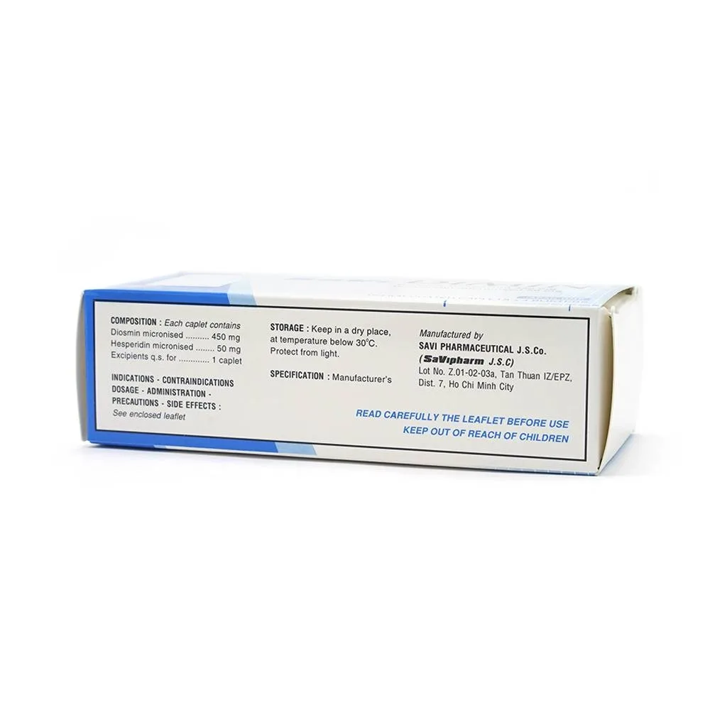 Hình ảnh Thuốc Savi Dimin điều trị triệu chứng suy tĩnh mạch, mạch bạch huyết (4 vỉ x 15 viên)