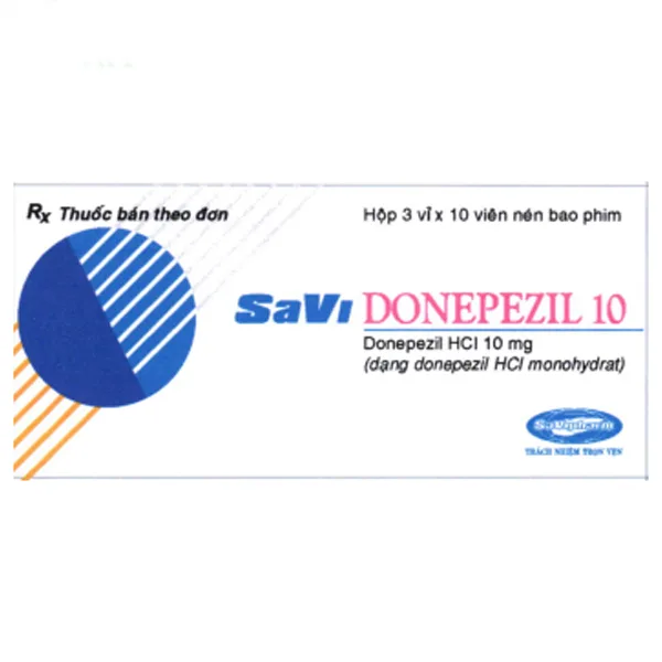 Hình ảnh Thuốc SaVi Donepezil 10 điều trị sa sút trí tuệ trong bệnh Alzheimer (3 vỉ x 10 viên)