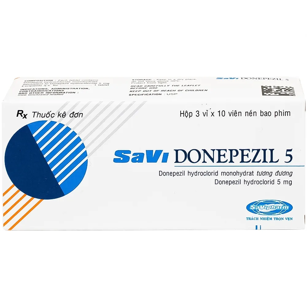 Hình ảnh Thuốc Savi Donepezil 5 Savi điều trị triệu chứng suy giảm trí nhớ (3 vỉ x 10 viên)
