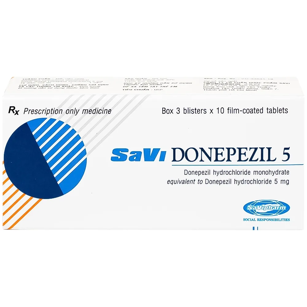 Hình ảnh Thuốc Savi Donepezil 5 Savi điều trị triệu chứng suy giảm trí nhớ (3 vỉ x 10 viên)