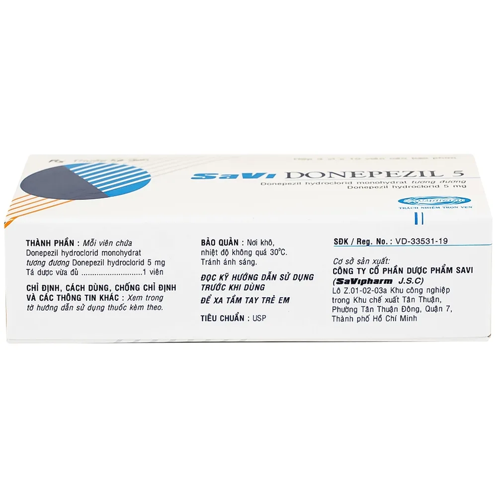 Hình ảnh Thuốc Savi Donepezil 5 Savi điều trị triệu chứng suy giảm trí nhớ (3 vỉ x 10 viên)