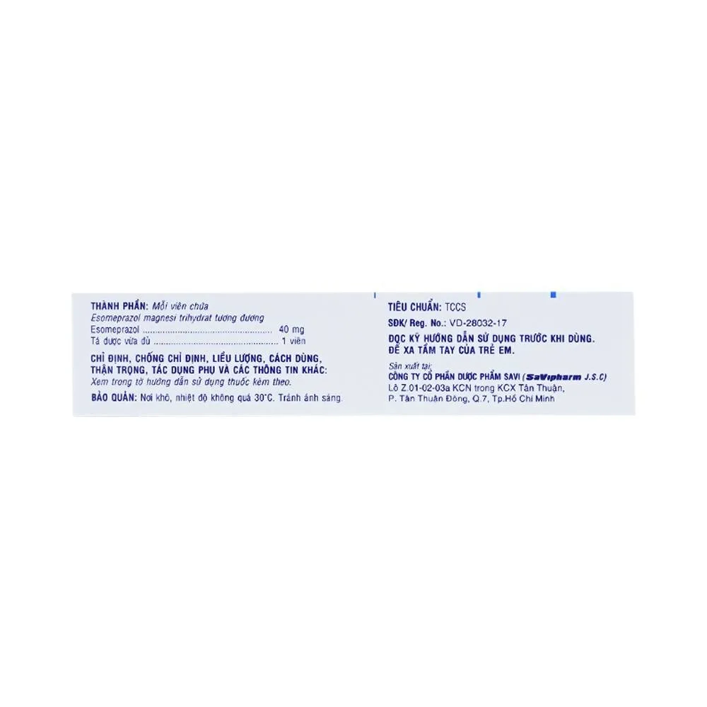 Hình ảnh Thuốc Savi Esomeprazole 40 điều trị viêm loét dạ dày, tá tràng (2 vỉ x 7 viên)