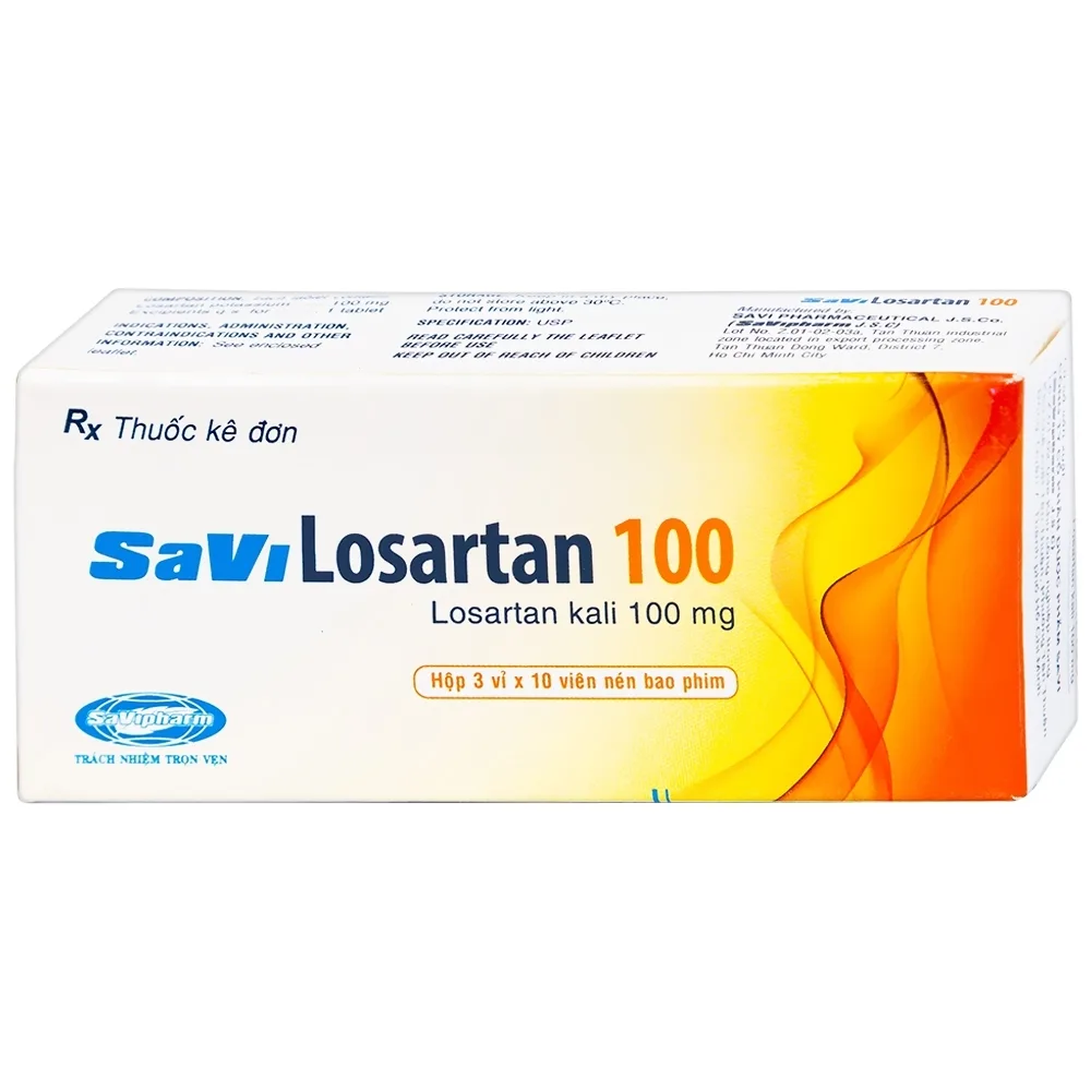 Hình ảnh Thuốc Savi Losartan 100 điều trị tăng huyết áp (3 vỉ x 10 viên)