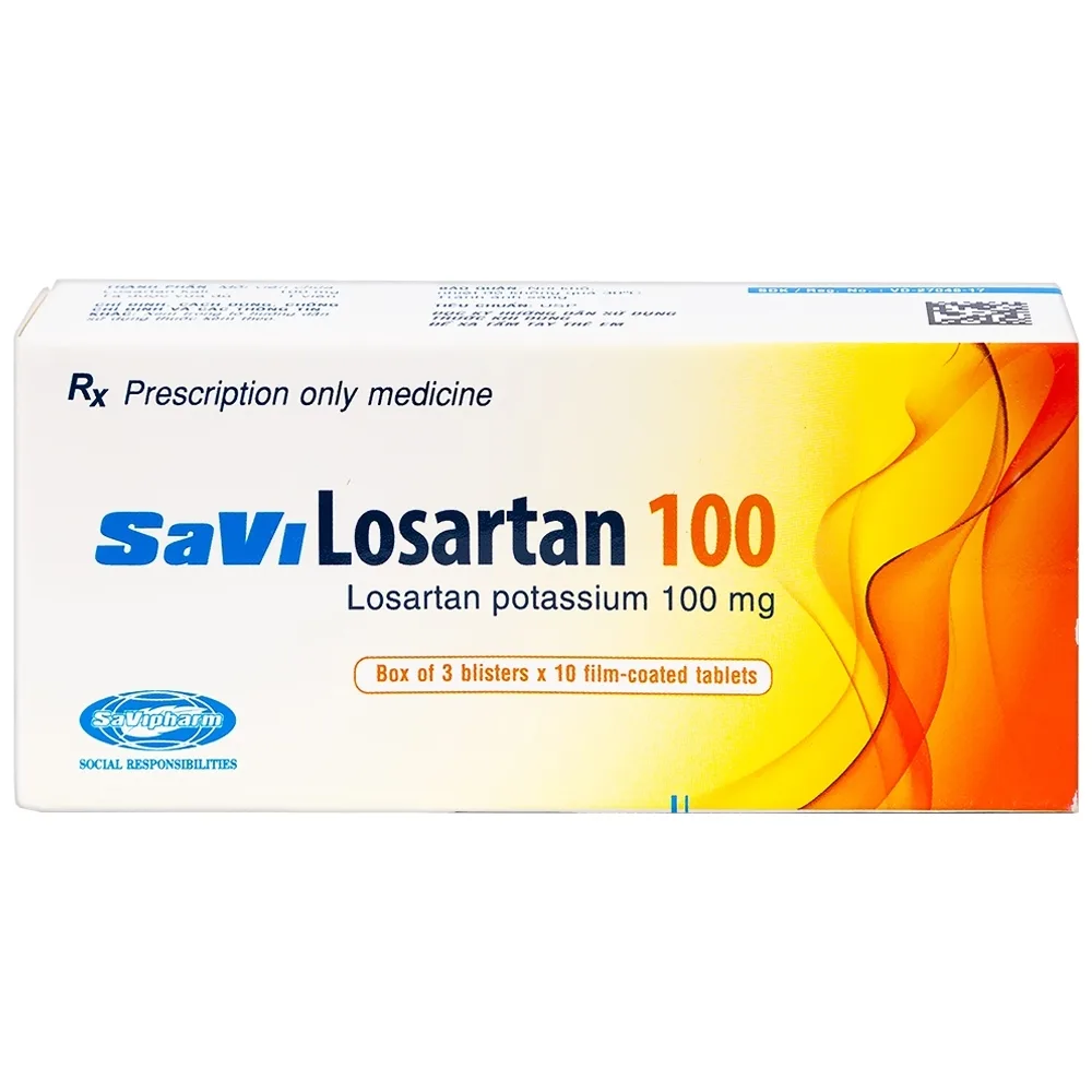 Hình ảnh Thuốc Savi Losartan 100 điều trị tăng huyết áp (3 vỉ x 10 viên)