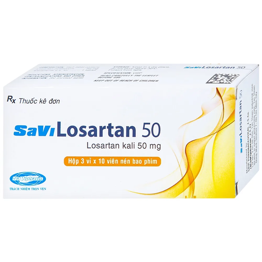 Hình ảnh Thuốc Savi Losartan 50 điều trị tăng huyết áp nguyên phát (3 vỉ x 10 viên)