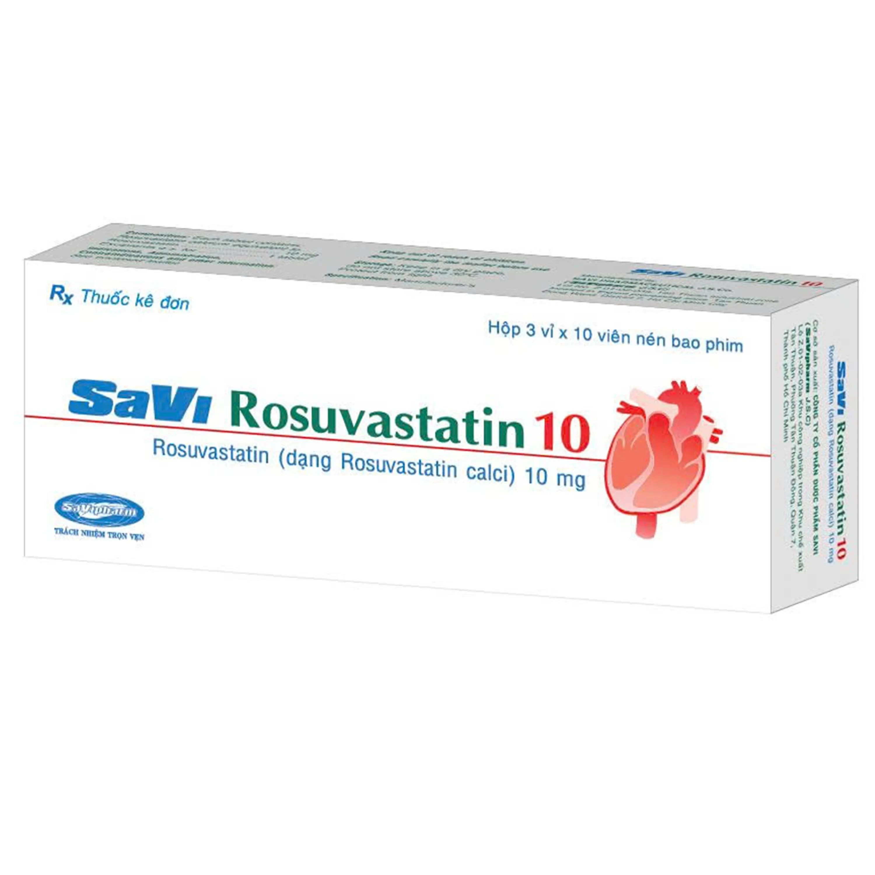 Hình ảnh Thuốc Savi Rosuvastatin 10MG điều trị rối loạn lipid máu (3 vỉ x 10 viên)