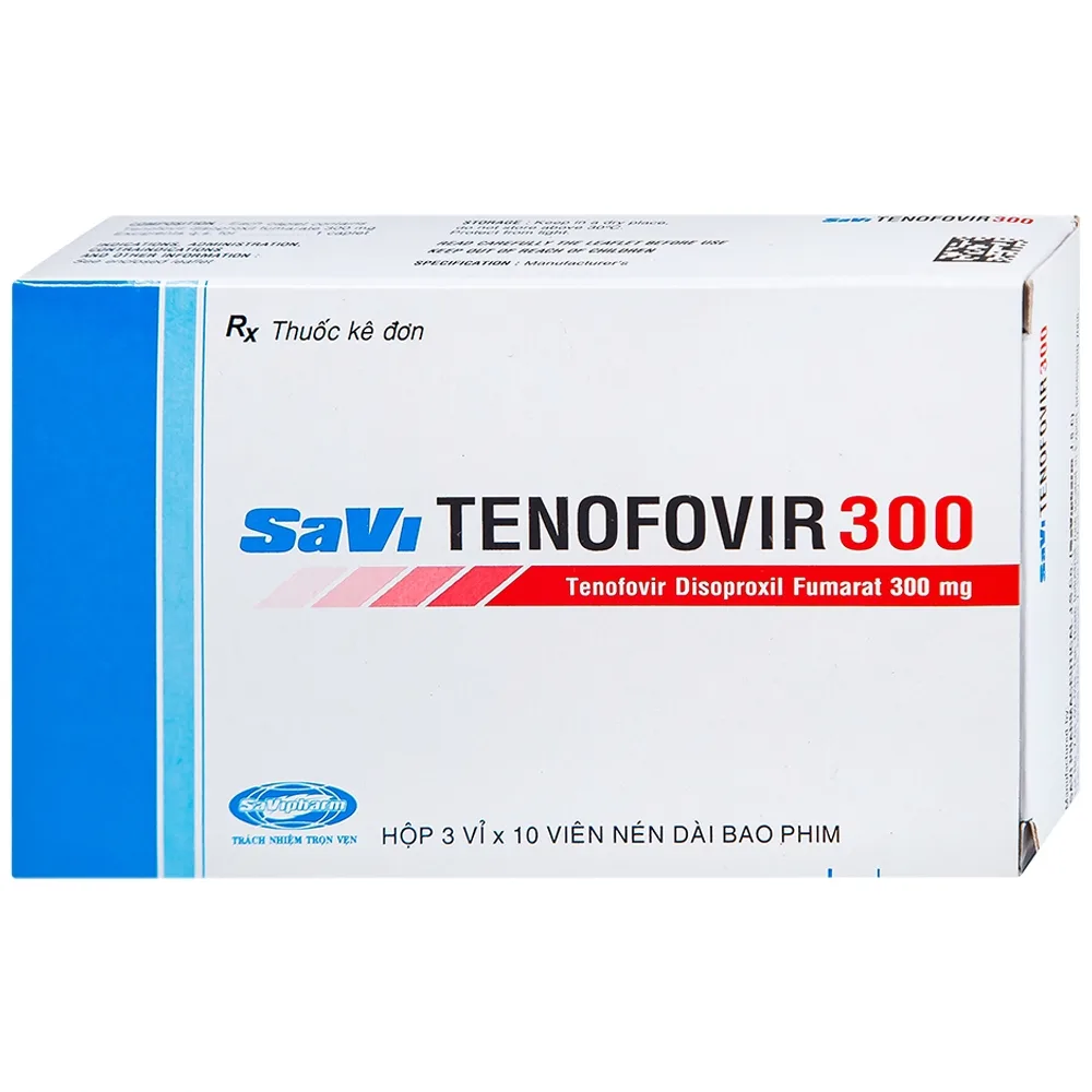 Hình ảnh Thuốc Savi Tenofovir 300 điều trị nhiễm HIV-1 ở người lớn (3 vỉ x 10 viên) 