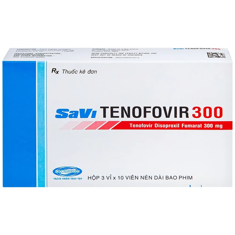 Hình ảnh Thuốc Savi Tenofovir 300 điều trị nhiễm HIV-1 ở người lớn (3 vỉ x 10 viên) 