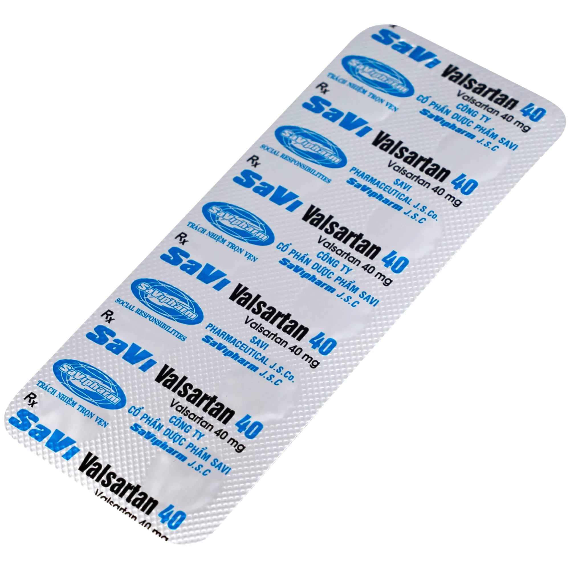 Hình ảnh Thuốc SaVi Valsartan 40mg Savipharm điều trị nhồi máu cơ tim, suy tim và tăng huyết áp (3 vỉ x 10 viên)