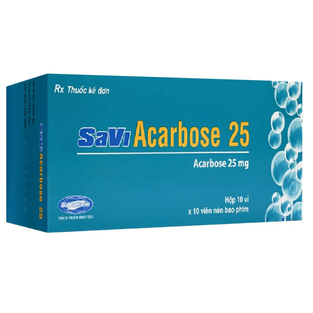 Hình ảnh Thuốc SaVi Acarbose 25 điều trị đái tháo đường (10 vỉ x 10 viên)