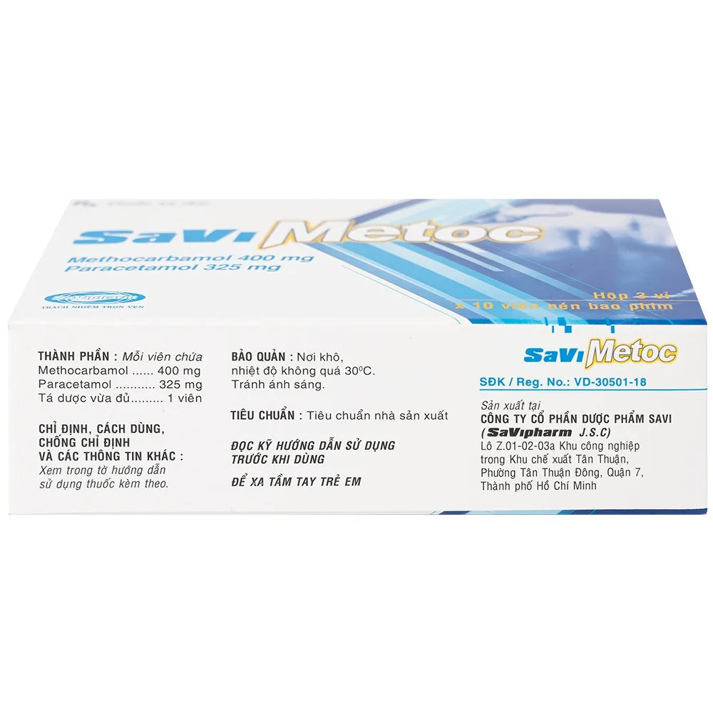 Hình ảnh Thuốc SaViMetoc giảm đau do co thắt cơ (3 vỉ x 10 viên)