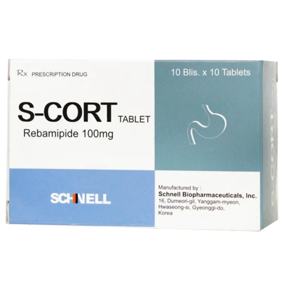 Hình ảnh Thuốc S-Cort Tablet 100mg Schnell điều trị loét dạ dày, tổn thương niêm mạc dạ dày (10 vỉ x 10 viên) 
