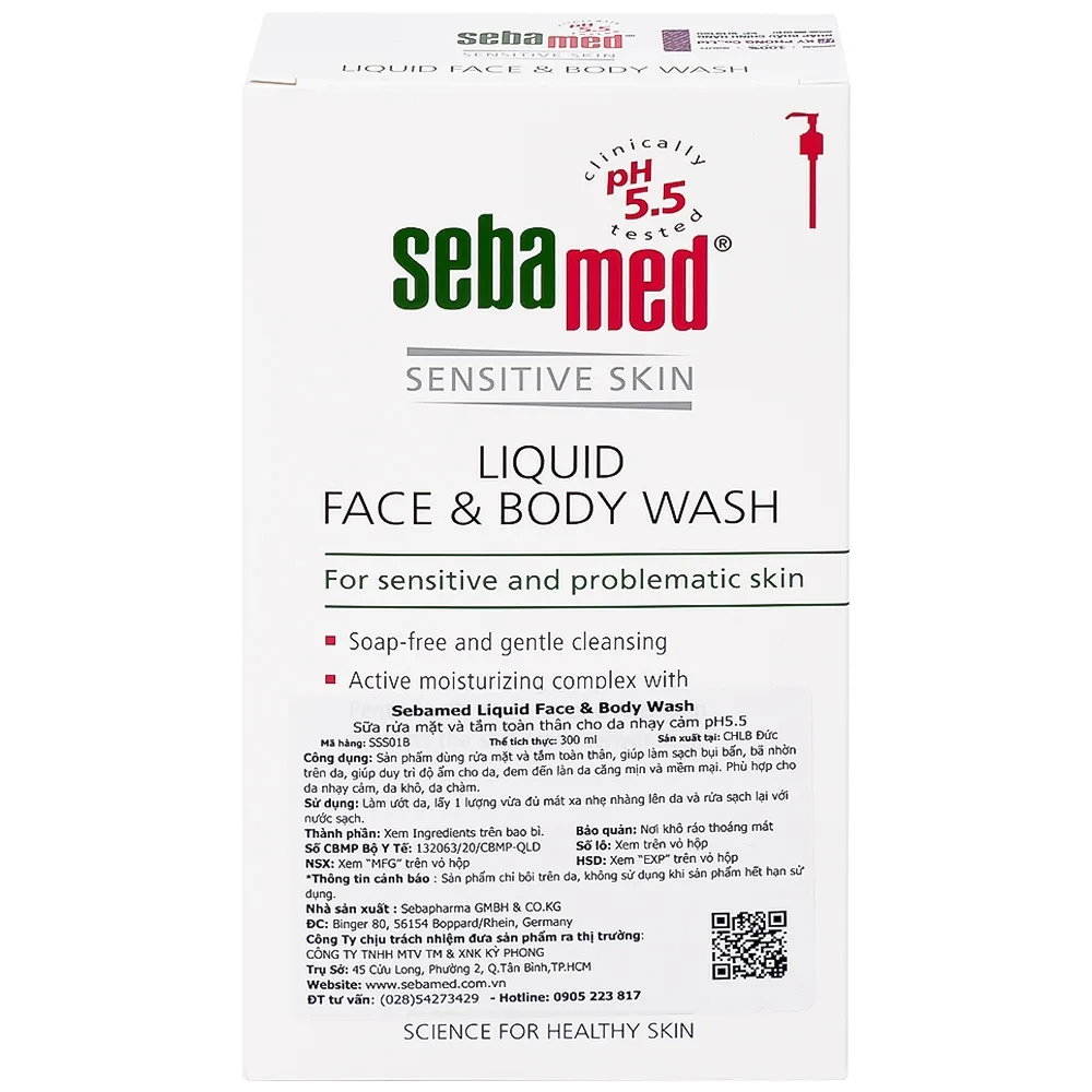 Hình ảnh Sữa rữa mặt và tắm toàn thân Liquid Face & Body Wash Sebamed giúp làm sạch bụi bẩn, bã nhờn trên da (300ml)