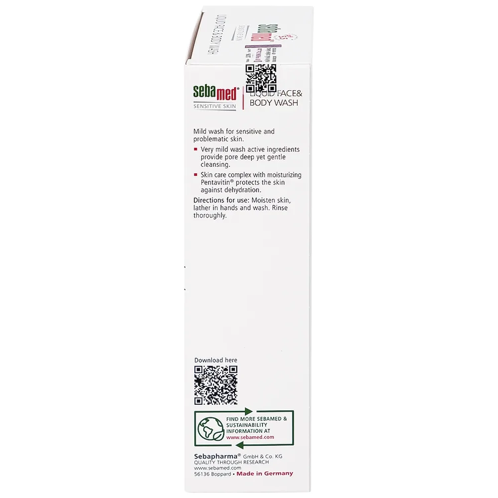 Hình ảnh Sữa rữa mặt và tắm toàn thân Liquid Face & Body Wash Sebamed giúp làm sạch bụi bẩn, bã nhờn trên da (300ml)