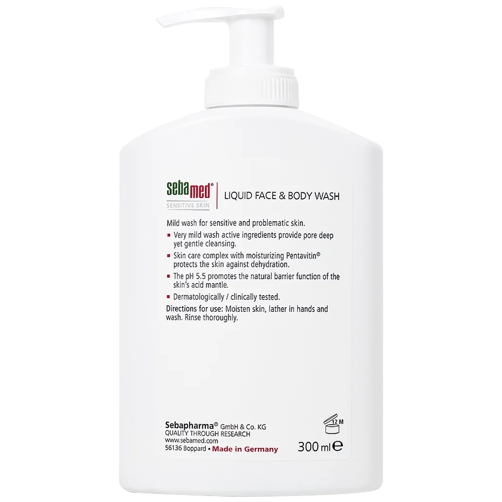 Hình ảnh Sữa rữa mặt và tắm toàn thân Liquid Face & Body Wash Sebamed giúp làm sạch bụi bẩn, bã nhờn trên da (300ml)