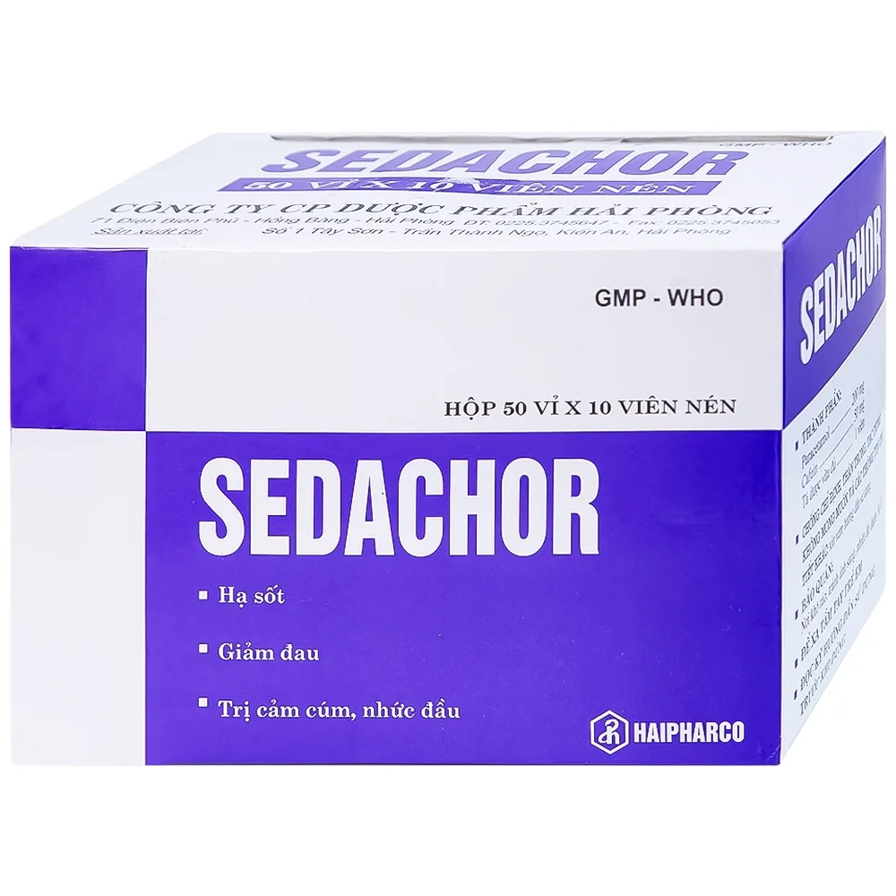 Hình ảnh Thuốc Sedachor Haripharco hạ sốt, giảm đau, trị cảm cúm, nhức đầu (50 vỉ x 10 viên)