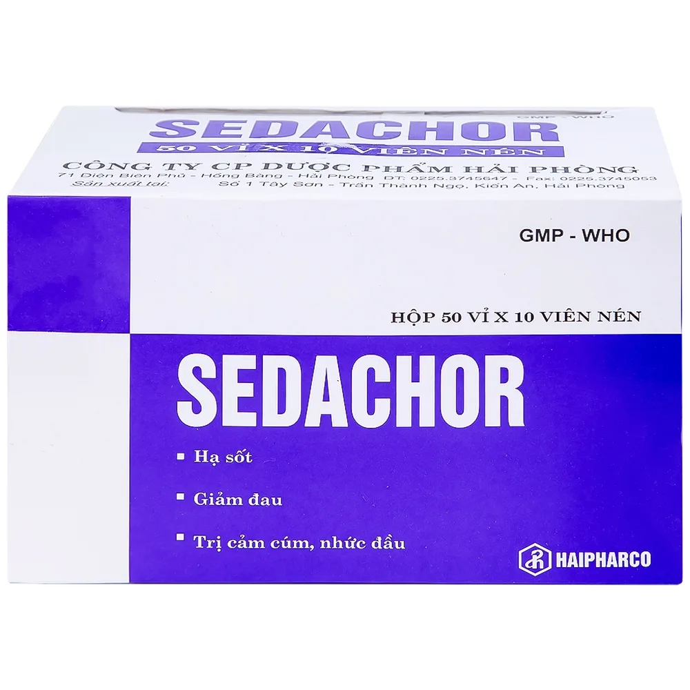 Hình ảnh Thuốc Sedachor Haripharco hạ sốt, giảm đau, trị cảm cúm, nhức đầu (50 vỉ x 10 viên)