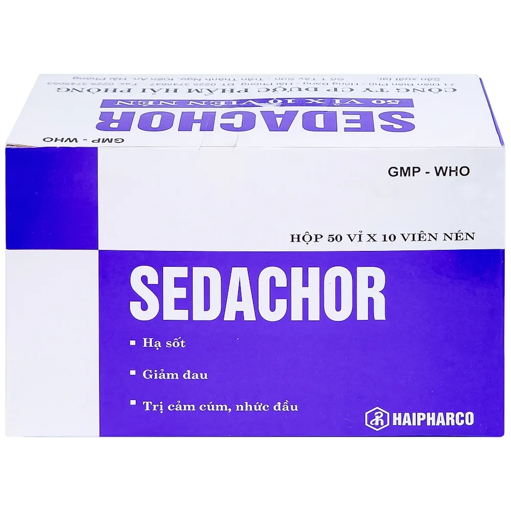 Hình ảnh Thuốc Sedachor Haripharco hạ sốt, giảm đau, trị cảm cúm, nhức đầu (50 vỉ x 10 viên)