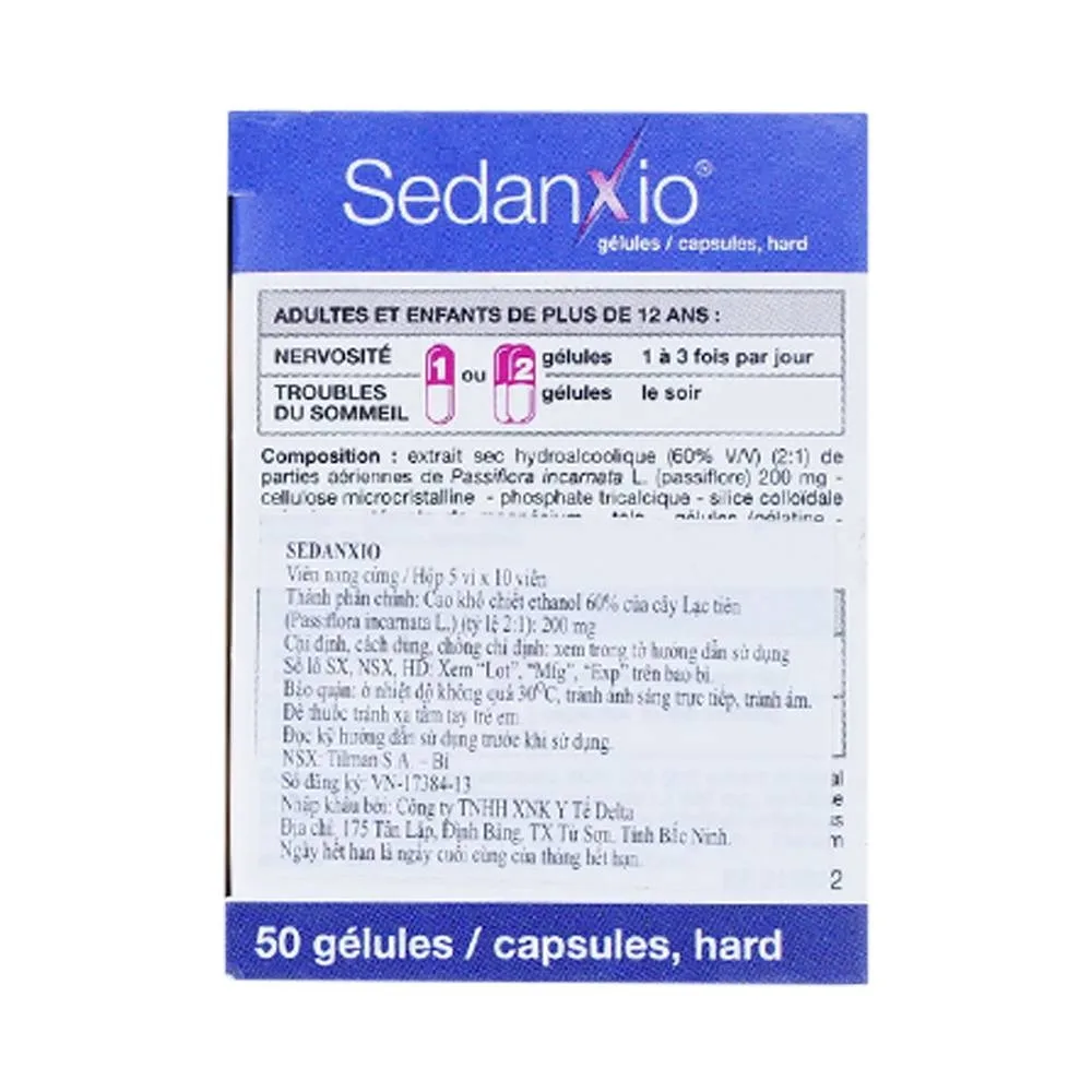Hình ảnh Thuốc Sedanxio Tilman điều trị chứng lo âu, mất ngủ (5 vỉ x 10 viên)