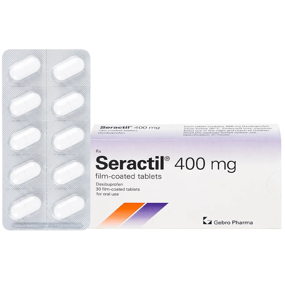 Hình ảnh Thuốc Seractil 400mg điều trị viêm xương khớp , đau bụng hành kinh (3 vỉ x 10 viên)