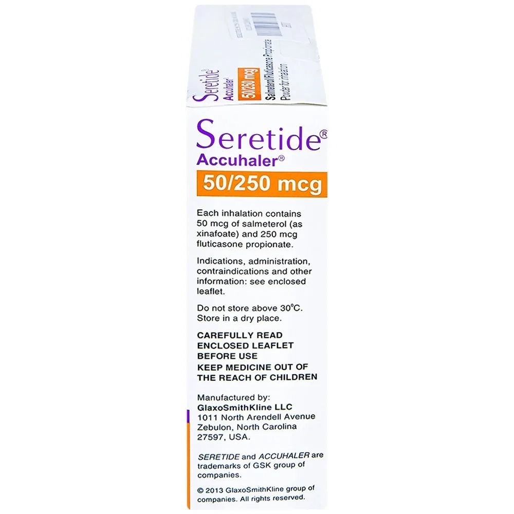 Hình ảnh Bột hít phân liều Seretide Evohaler DC 50/250 Gsk điều trị hen phế quản, tắc nghẽn phổi mạn tính (60 liều)