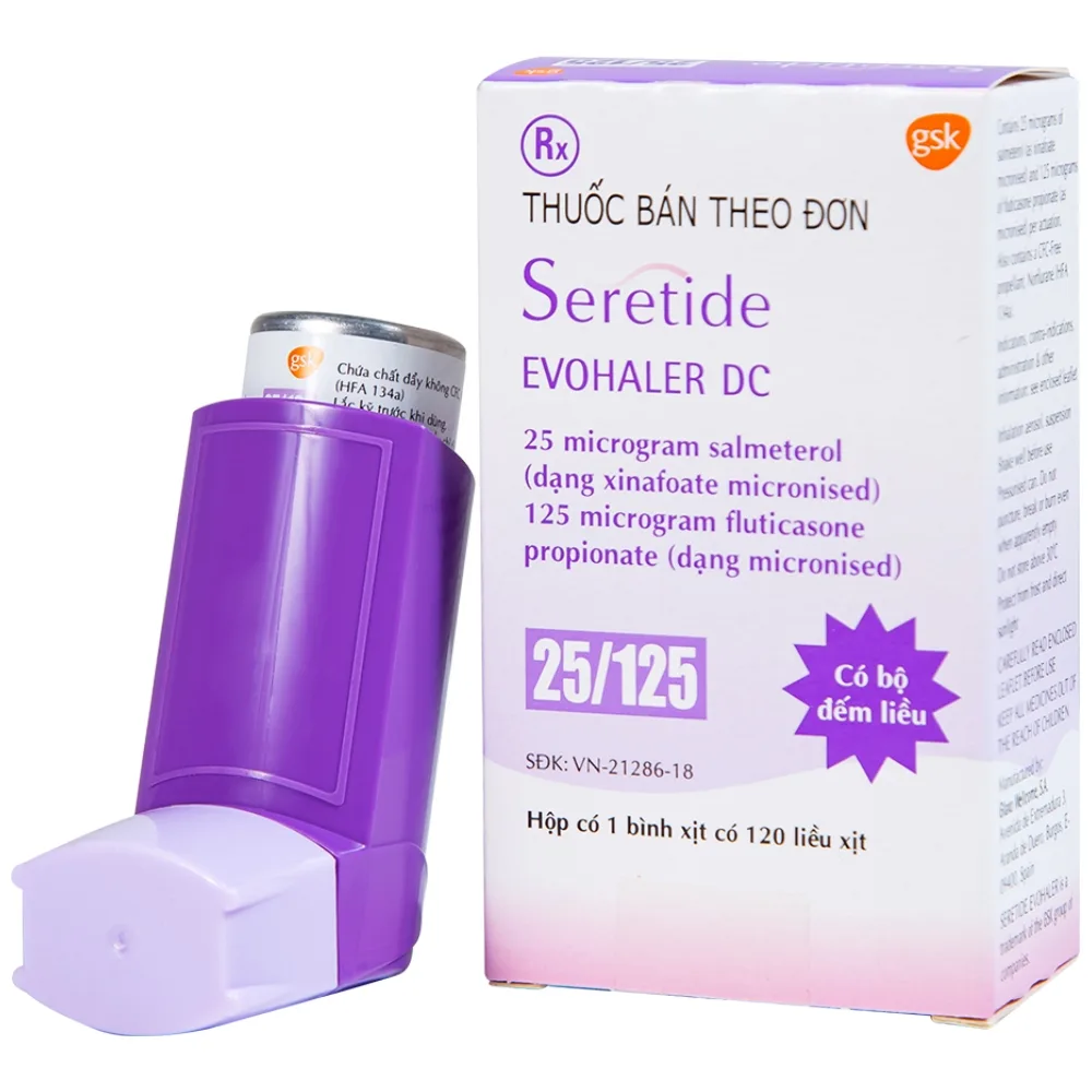 Hình ảnh Khí dung Seretide Evohaler DC 25/125 Gsk điều trị hen phế quản, tắc nghẽn phổi mạn tính (120 liều)