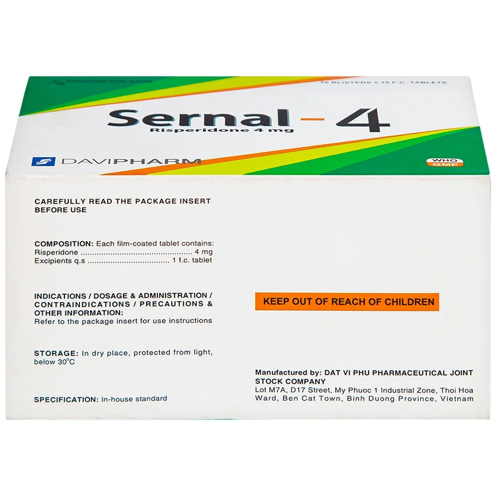 Hình ảnh Thuốc Sernal-4 Davipharm điều trị bệnh loạn tâm thần cấp và mạn (10 vỉ x 10 viên)