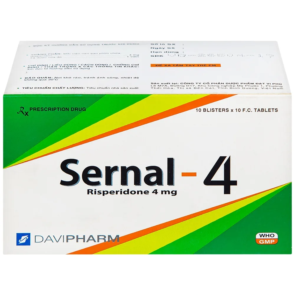 Hình ảnh Thuốc Sernal-4 Davipharm điều trị bệnh loạn tâm thần cấp và mạn (10 vỉ x 10 viên)