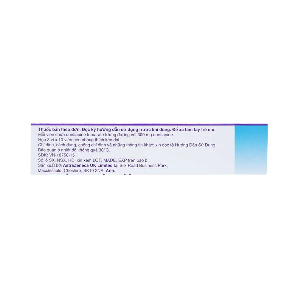 Hình ảnh Thuốc Seroquel XR 300mg AstraZeneca điều trị tâm thần phân liệt (3 vỉ x 10 viên)