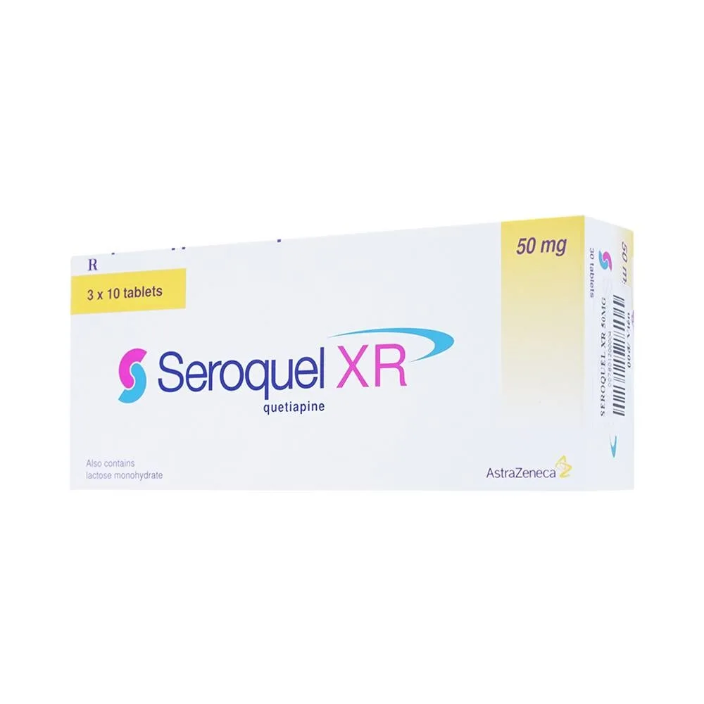 Hình ảnh Thuốc Seroquel XR 50mg AstraZeneca điều trị tâm thần phân liệt (3 vỉ x 10 viên)