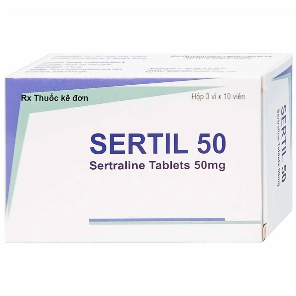 Hình ảnh Thuốc Sertil 50 Kwality Pharmaceutical điều trị bệnh trầm cảm, hội chứng hoảng sợ (3 vỉ x 10 viên)