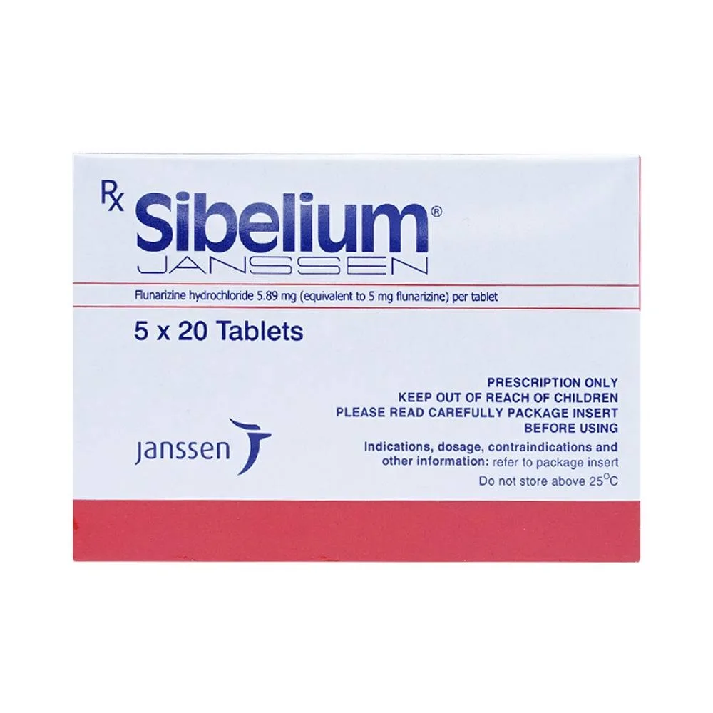 Hình ảnh Thuốc Sibelium Janssen điều trị đau nửa đầu (5 vỉ x 20 viên)
