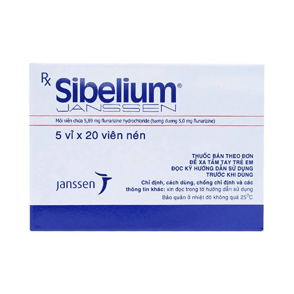Hình ảnh Thuốc Sibelium Janssen điều trị đau nửa đầu  (5 vỉ x 20 viên)