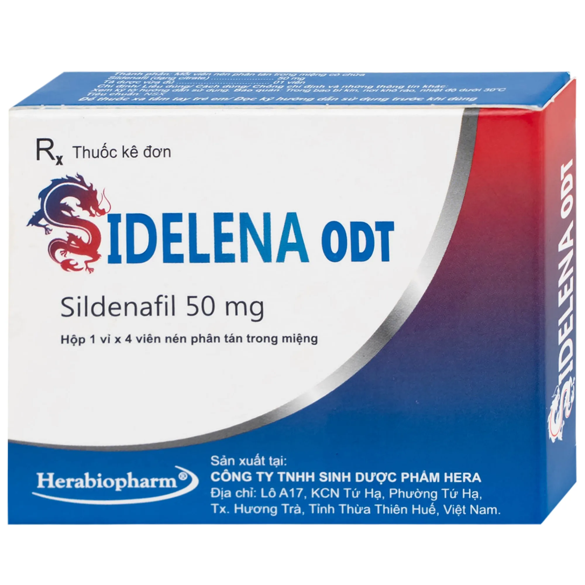 Hình ảnh Thuốc Sidelena ODT 50mg Herabiopharm điều trị rối loạn chức năng cương dương ở nam giới (1 vỉ x 4 viên)